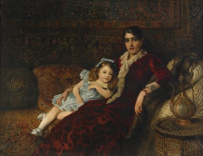 Interior with Mother and Daughter by Konstantin Egorovich Makovsky