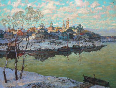 Early Spring, A City at the River by Konstantin Ivanovich Gorbatov