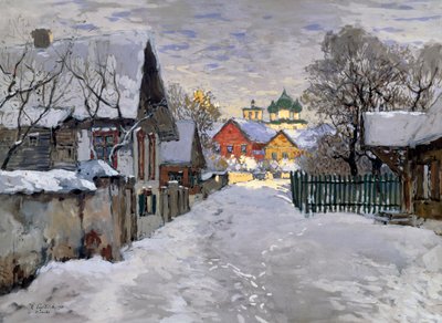 Winter night, a corner of Pskov by Konstantin Ivanovich Gorbatov