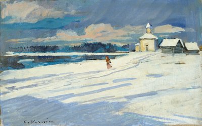 Winter Landscape with a small Church by Konstantin Korovin