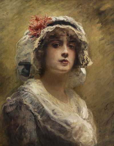 Portrait of a Young Girl with White Headscarf by Konstantin Makovsky