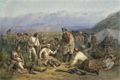 After the battle. Scene from the Crimean war by Konstantin Nikolaevich Filippov