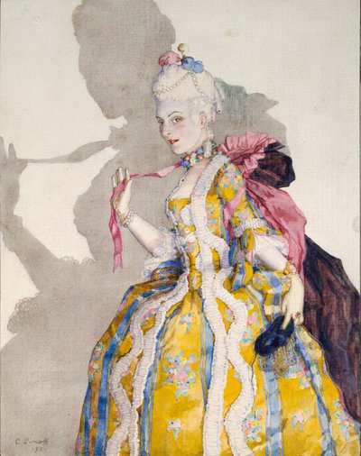 Design for a Costume of a Marquise for the ballerina Tamara Karsavina by Konstantin Somov