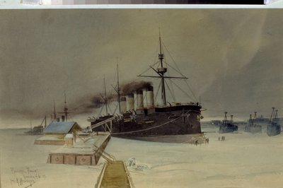 The Armored Cruiser Rossia by Konstantin Vasilyevich Isenberg