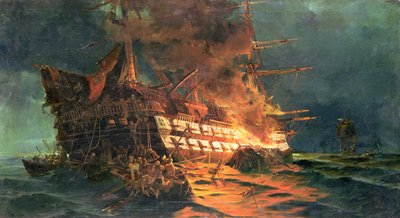 The Loss of the Ajax, Off Cape Janissary by Konstantinos or Constantin Bolanachi