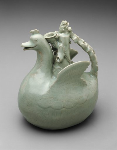 Bird Shaped Ewer with Crowned Rider Holding a Bowl by Korean School