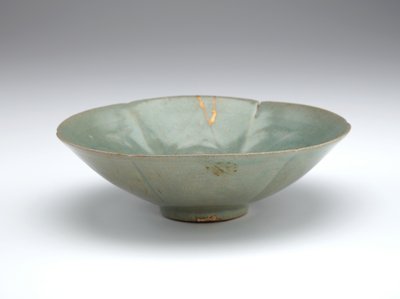 Bowl with Molded Six-Lobed Form and Design of Peony by Korean School