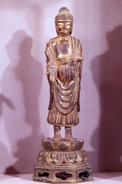 Buddha statuette in golden bronze (Silla period) by Korean School