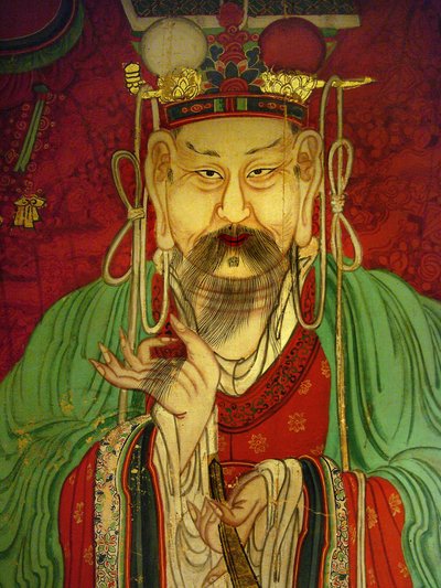 Detail, portrait of the Seventh King (Sejo) by Korean School