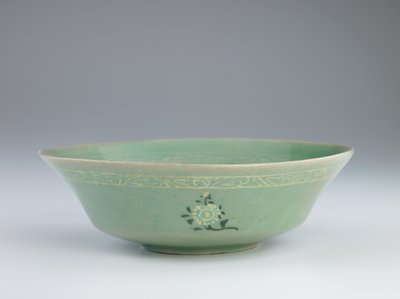 Dish with Mold-Impressed and Inlaid Decoration by Korean School