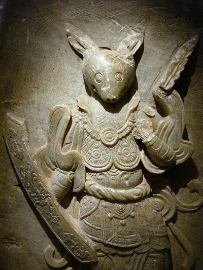 Grave Ornament, Zodiac Rabbit on Agalmatolite, 8th Century, Korea by Korean School