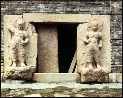 Two Guardians, from the Pagoda of Pun Hwangsa by Korean School