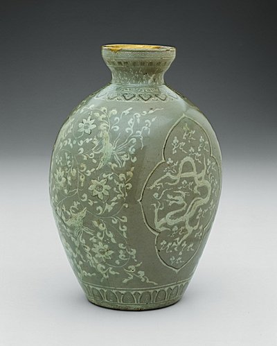 Vase with Dragon and Phoenix by Korean School