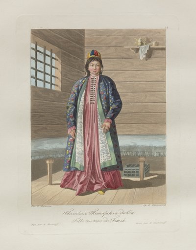 Tatar Girl. From Les peuples de la Russie by Korneev
