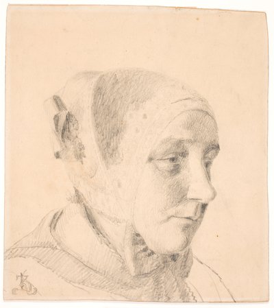 Head of a Woman with Non-Bornholm Headgear by Kristian Zahrtmann