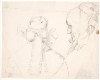 Woman with Bornholm Headgear. Profile Left and from the Back by Kristian Zahrtmann
