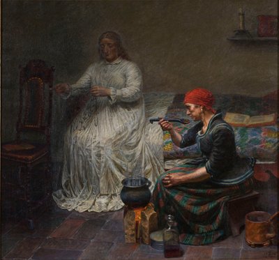 Leonora Christina in the Blue Tower. Cooking Porridge by Kristian Zahrtmann