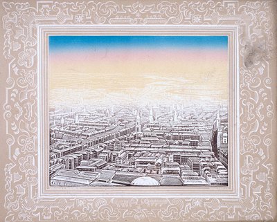 Aerial View of London Framed in a Decorative Border by Kronheim and Co