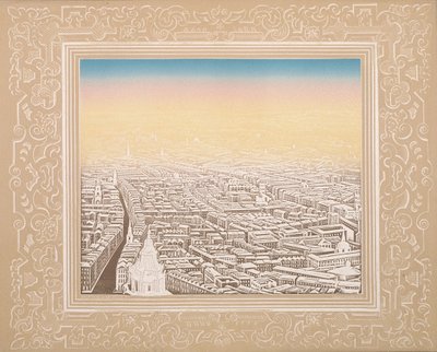 Aerial View of London Framed in a Decorative Border, c. 1845 by Kronheim and Co