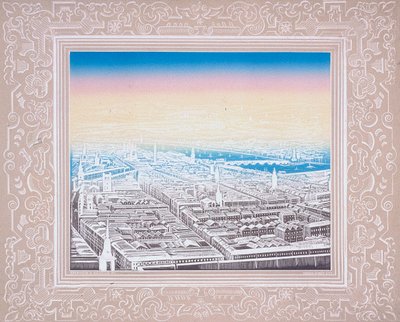 Aerial View of London Framed in a Decorative Border by Kronheim and Co