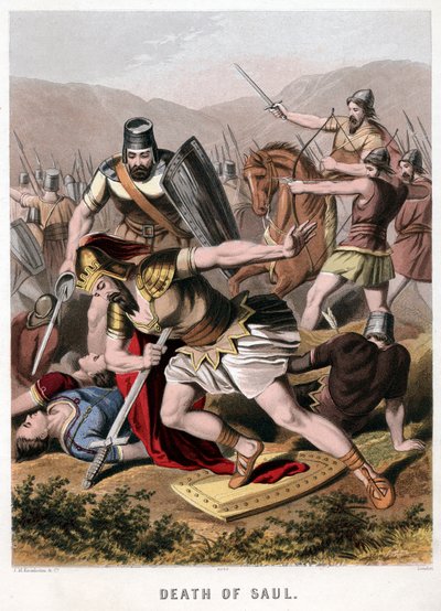 Death of Saul and His Armour Bearer in Battle with the Philistines, 1870 by Kronheim and Co