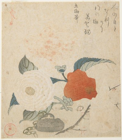 Plum Branch, a Peony Flower and a Metal Seal by Kubo Shunman