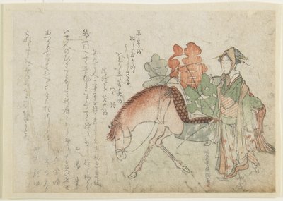 Woman with a Pack Horse by Kubo Shunman