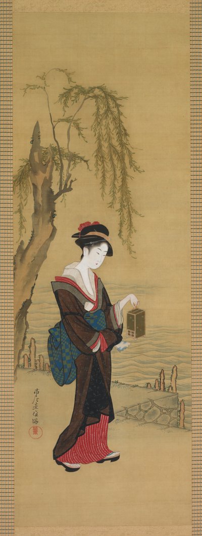 Beauty with Fireflies, early 1800s by Kubo Shunman
