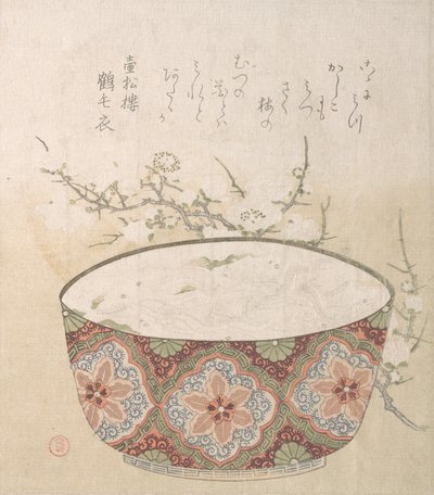 Bowl with White-Baits and Plum Blossoms by Kubo Shunman