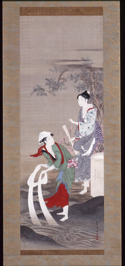 Two Beauties at the Tamagawa (Crystal River) in Mishima by Kubo Shunman
