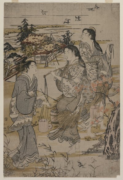 Women with Salt Pails; The Noda Tama River in Mutsu Province, from an untitled series of the Six Tama Rivers by Kubo Shunman
