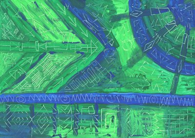 Abstract Green Blue Patterns by Kulik