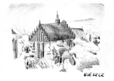 Gothic Church Winter Sketch by Kulik