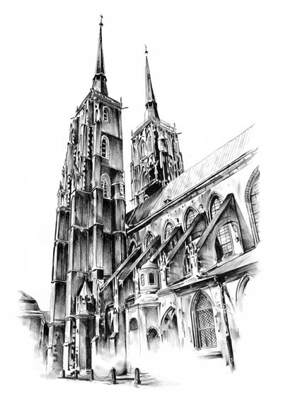 Grand Gothic Cathedral Sketch by Kulik
