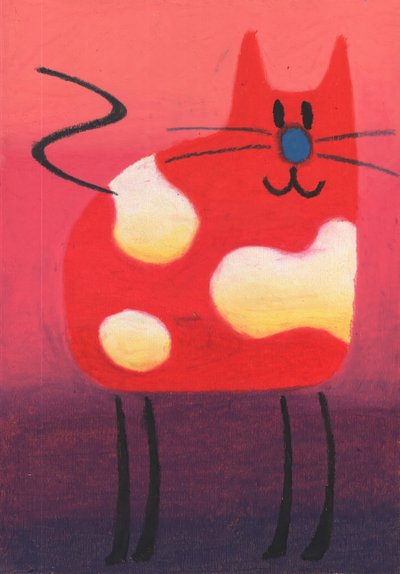 Happy Red Spotted Cat by Kulik