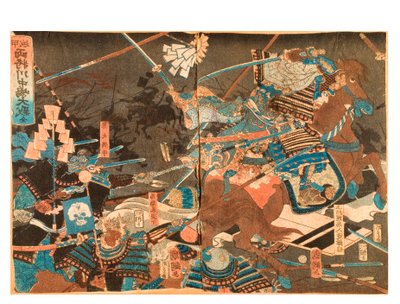 The Great Battle of Kawanakajima between Two Generals, c.1859-71 by Kuninaga Utagawa