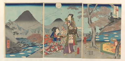 The Moon Reflected in the Rice Fields of Shinano by Kunisada (II) , Utagawa