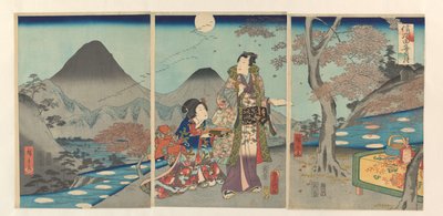 The Moon Reflected in the Rice Fields of Shinano by Kunisada (II) , Utagawa