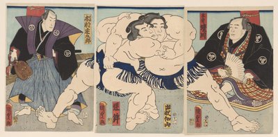 Sumo Wrestling by Kunisada (II) , Utagawa