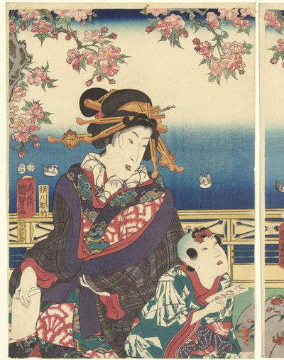 Prosperity in the Mountains along the Sumida River by Kunisada (II) , Utagawa