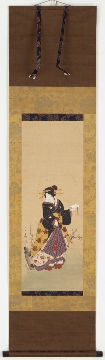 An Oiran Standing by a Plum Tree by Kuniyuki Utagawa