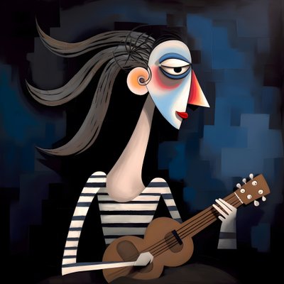 3D Woman Troubadour with Her Guitar in the Night Moon Lights 2 by Kurt Heppke