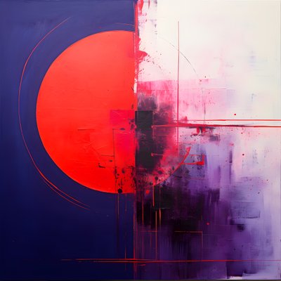 Abstract Painting of a Purple Circle and a Red Circle 1 by Kurt Heppke