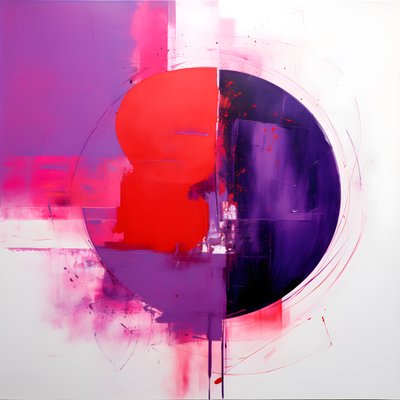 Abstract Painting of a Purple Circle and a Red Circle 2 by Kurt Heppke