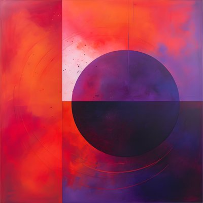 Abstract Painting of a Purple Circle and a Red Circle 4 by Kurt Heppke