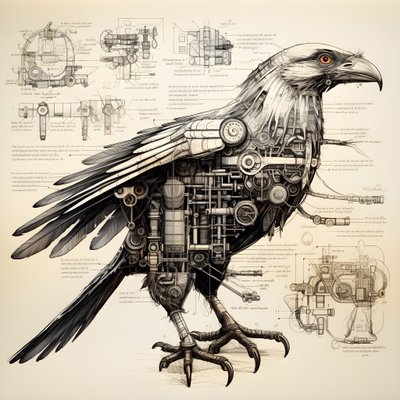 Steam Mechanical Bird Blueprints by Da Vinci 2 by Kurt Heppke