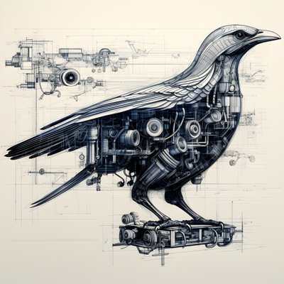 Steam Mechanical Bird Blueprints by Da Vinci 4 by Kurt Heppke
