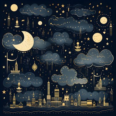 A Collection of Isolated Fantasy Illustrations of Sky Elements 2 by Kurt Heppke