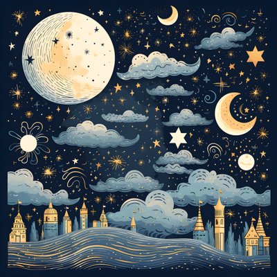 A Collection of Isolated Fantasy Illustrations of Sky Elements 4 by Kurt Heppke