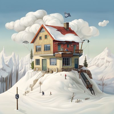 A House with a Ski Cap 1 by Kurt Heppke